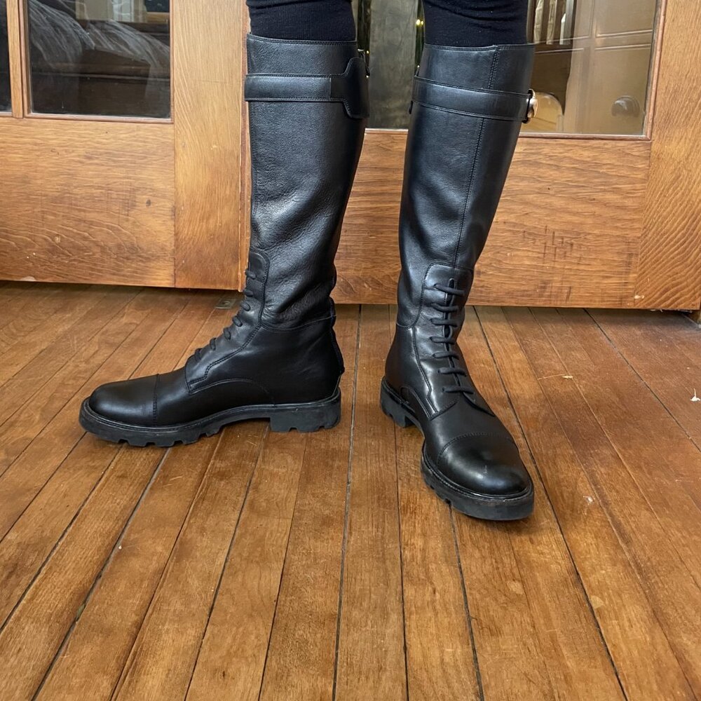 Gucci Leather Knee High Horsebit Accent Riding Boots